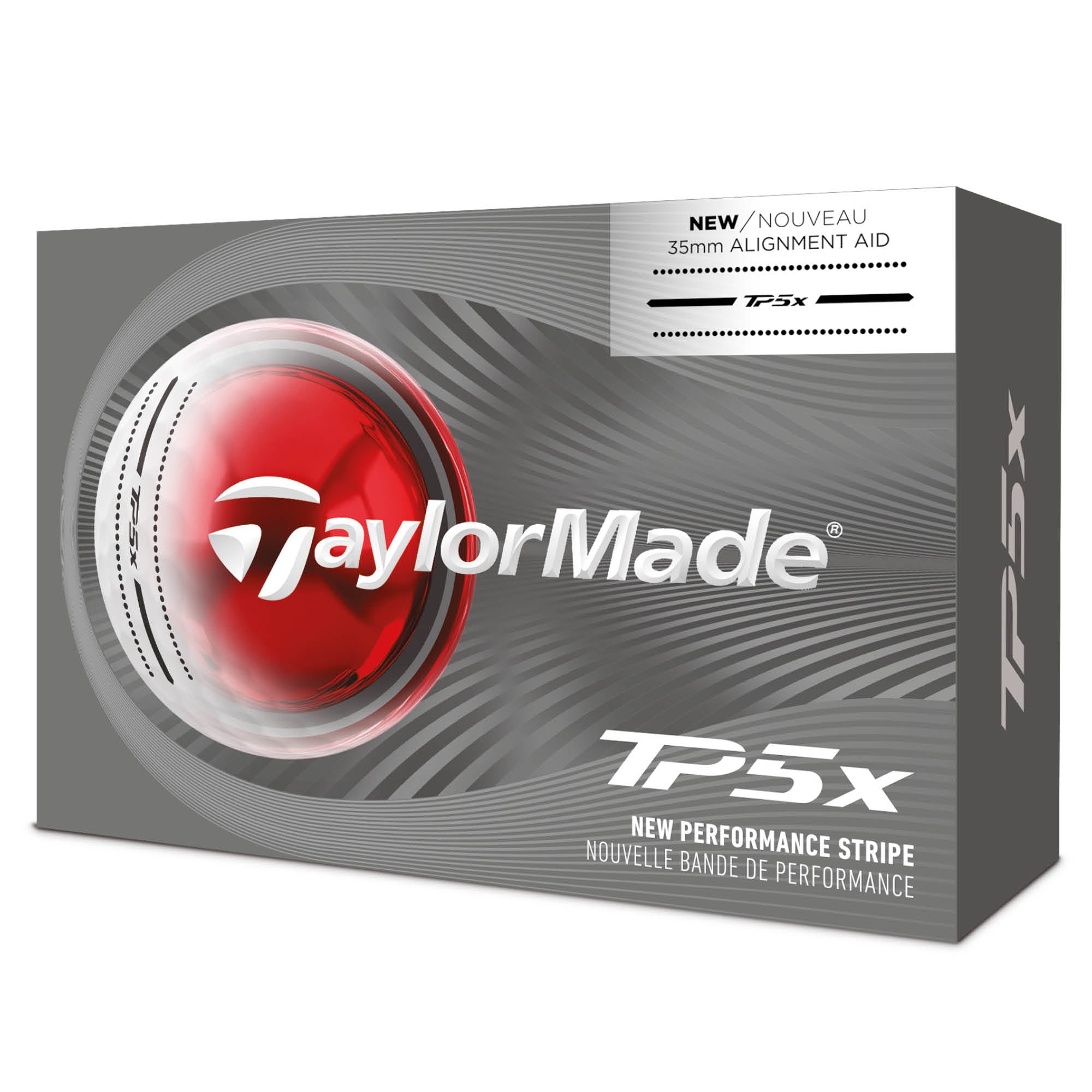 TaylorMade TP5x Performance Stripe Golf Balls - 6 Ball Pack - White