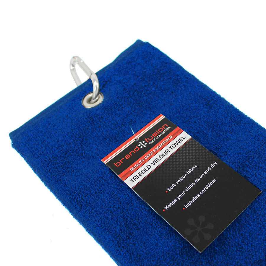 Brand Fusion Tri-Fold Velour Golf Towel - Royal Blue