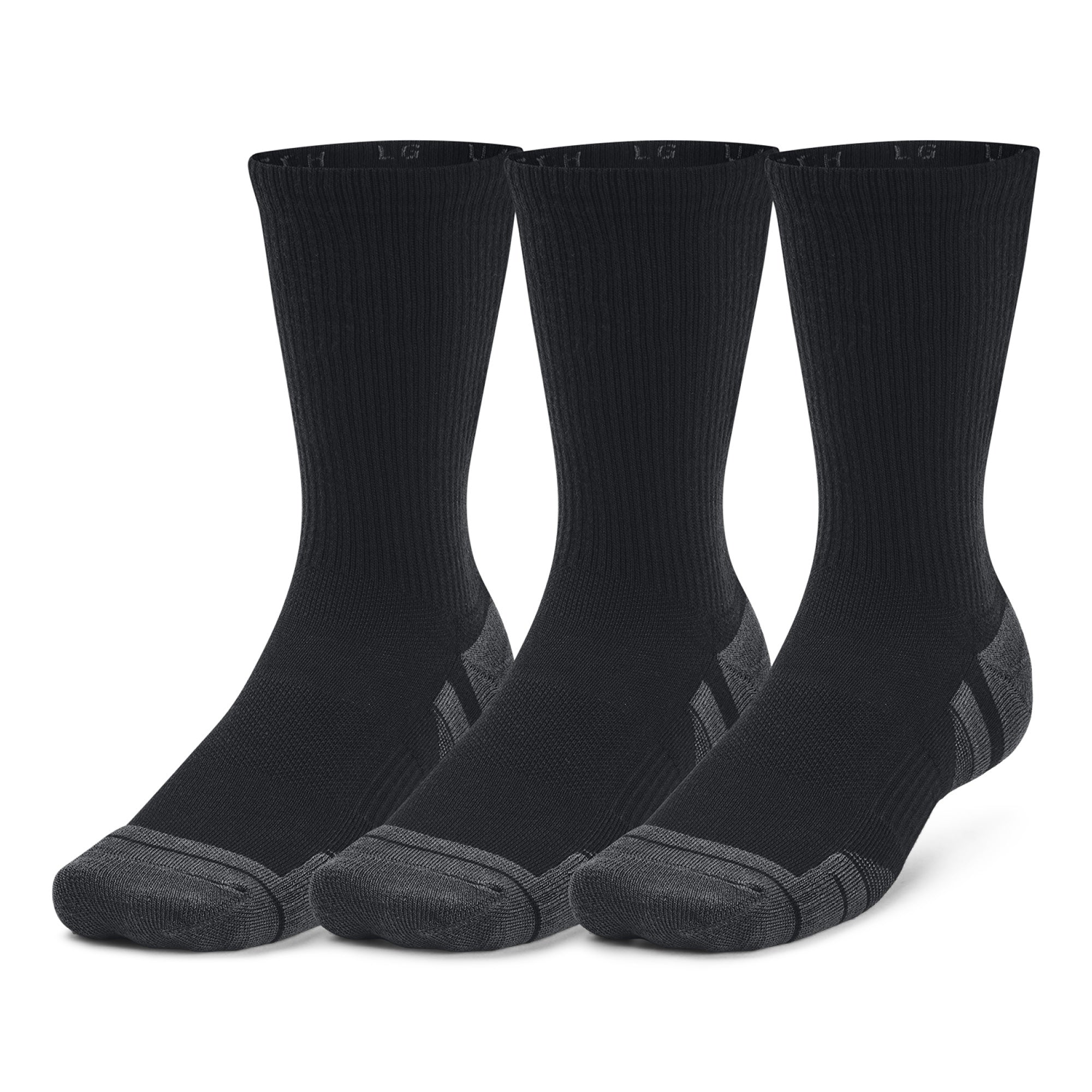 Under Armour Performance Tech Crew Socks 3-Pack - Black - Size 7.5-12