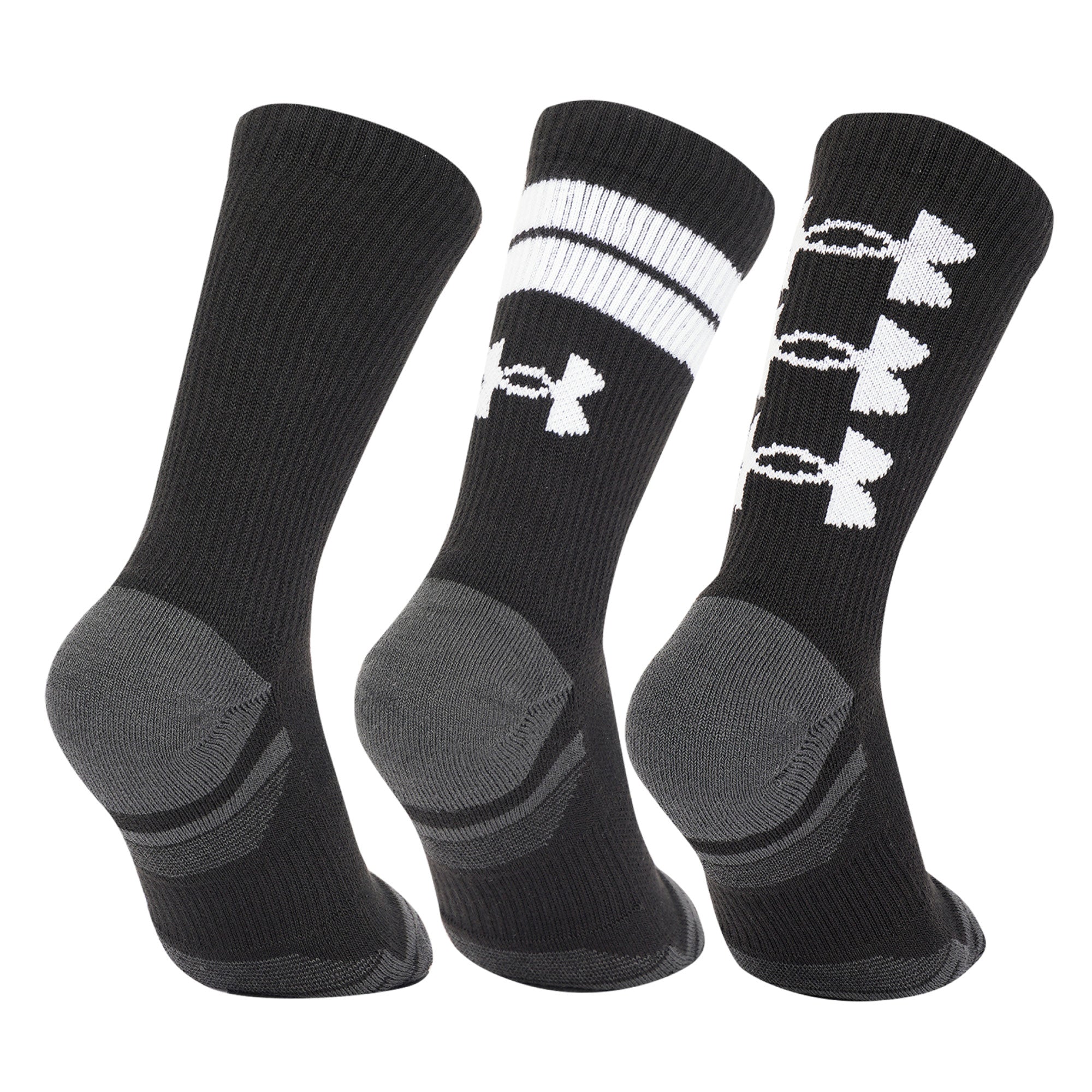 Under Armour Performance Tech Nov Crew Socks 3-Pack - Black - Size 7.5-12