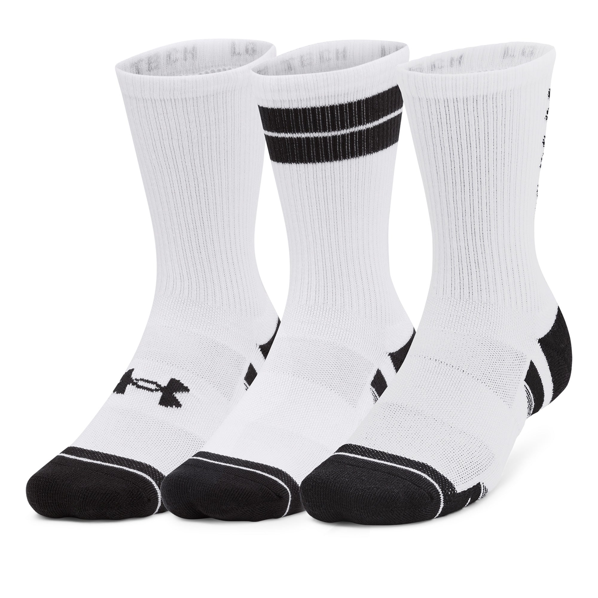 Under Armour Performance Tech Nov Crew Socks 3-Pack - White - Size 7.5-12