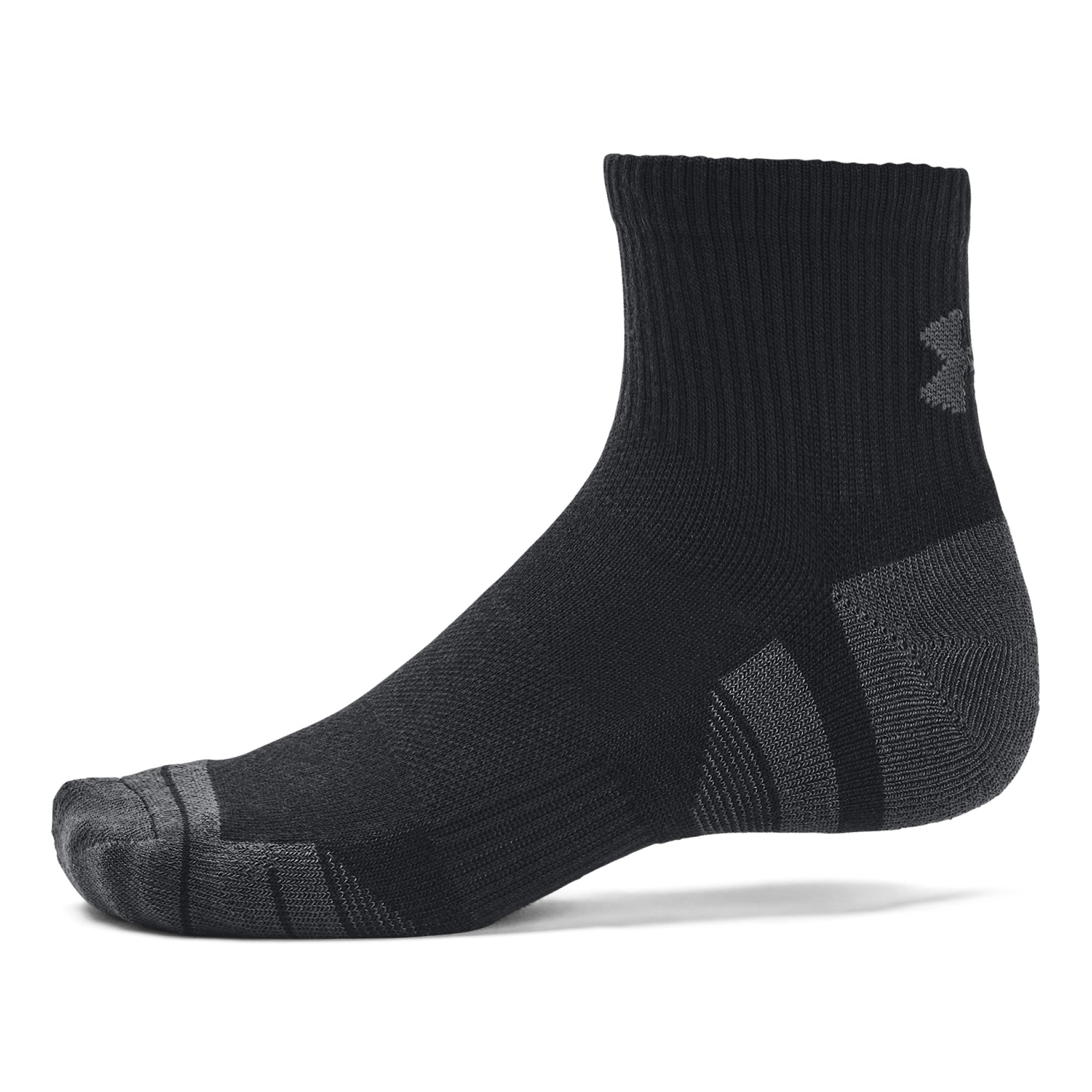Under Armour Performance Tech Quarter Socks 3-Pack - Grey, White & Black - Size 7.5-12