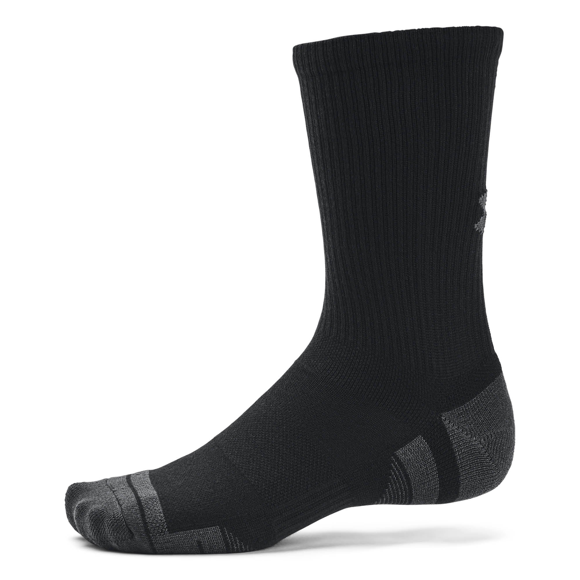 Under Armour Performance Tech Crew Socks 3-Pack - Grey, Black & White - Size 7.5-12