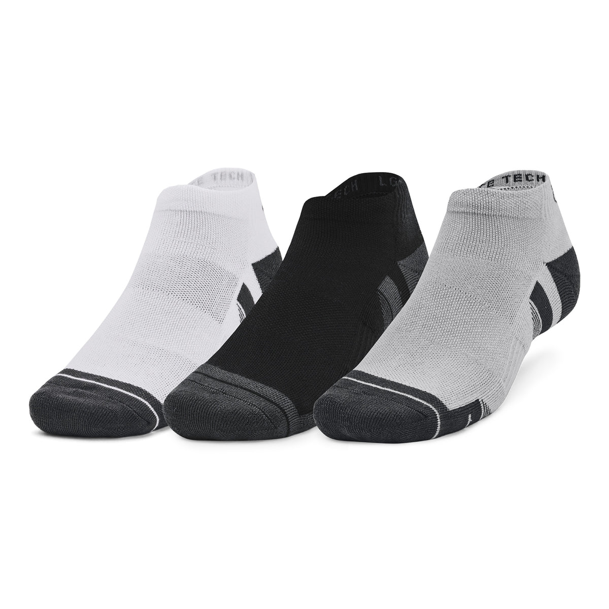 Under Armour Performance Tech Low Cut Socks 3-Pack - Grey, White & Black - Size 7.5-12