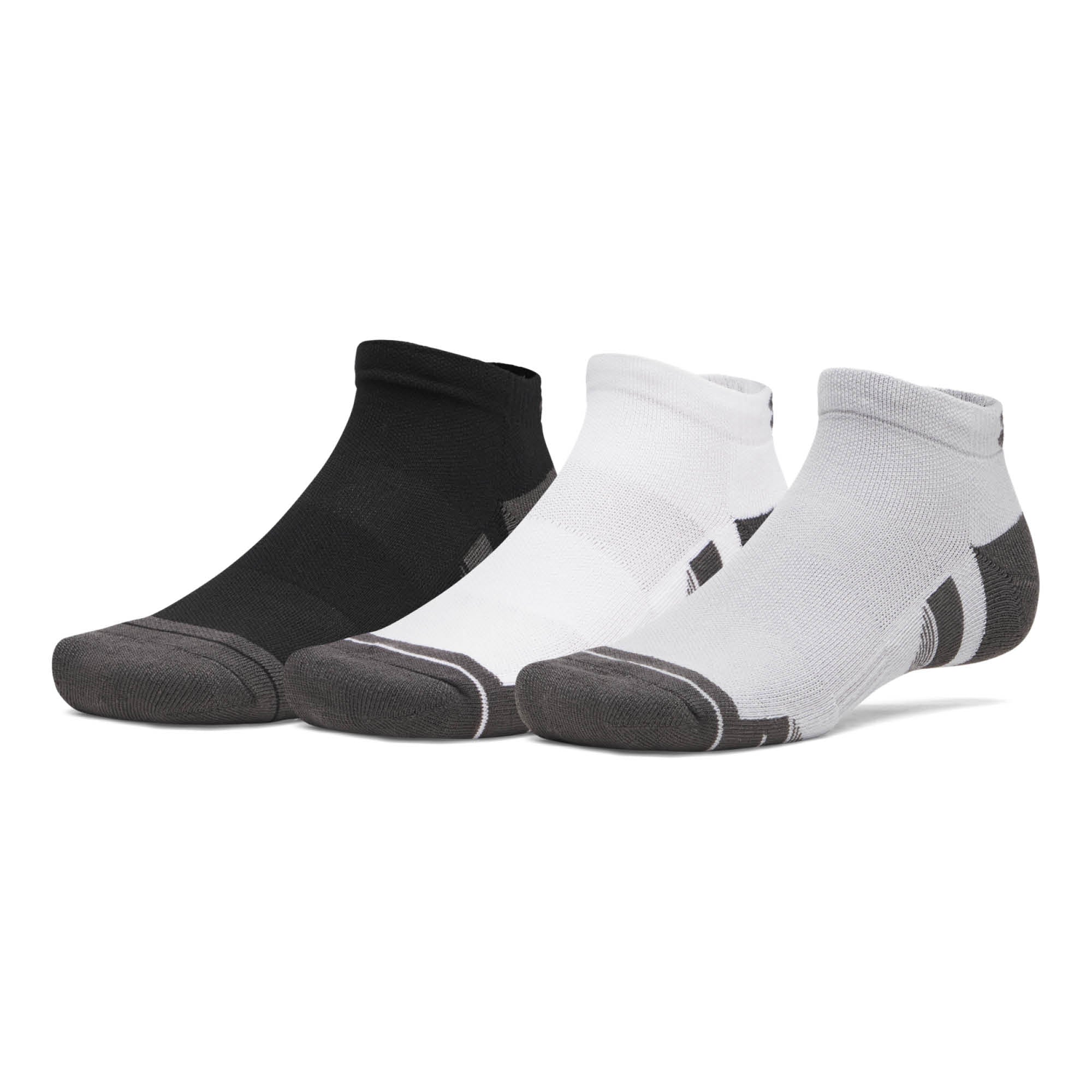 Under Armour Performance Tech Low Cut Golf Socks 3-Pack AW26 - Black, White & Jet Grey - Size 7.5-12