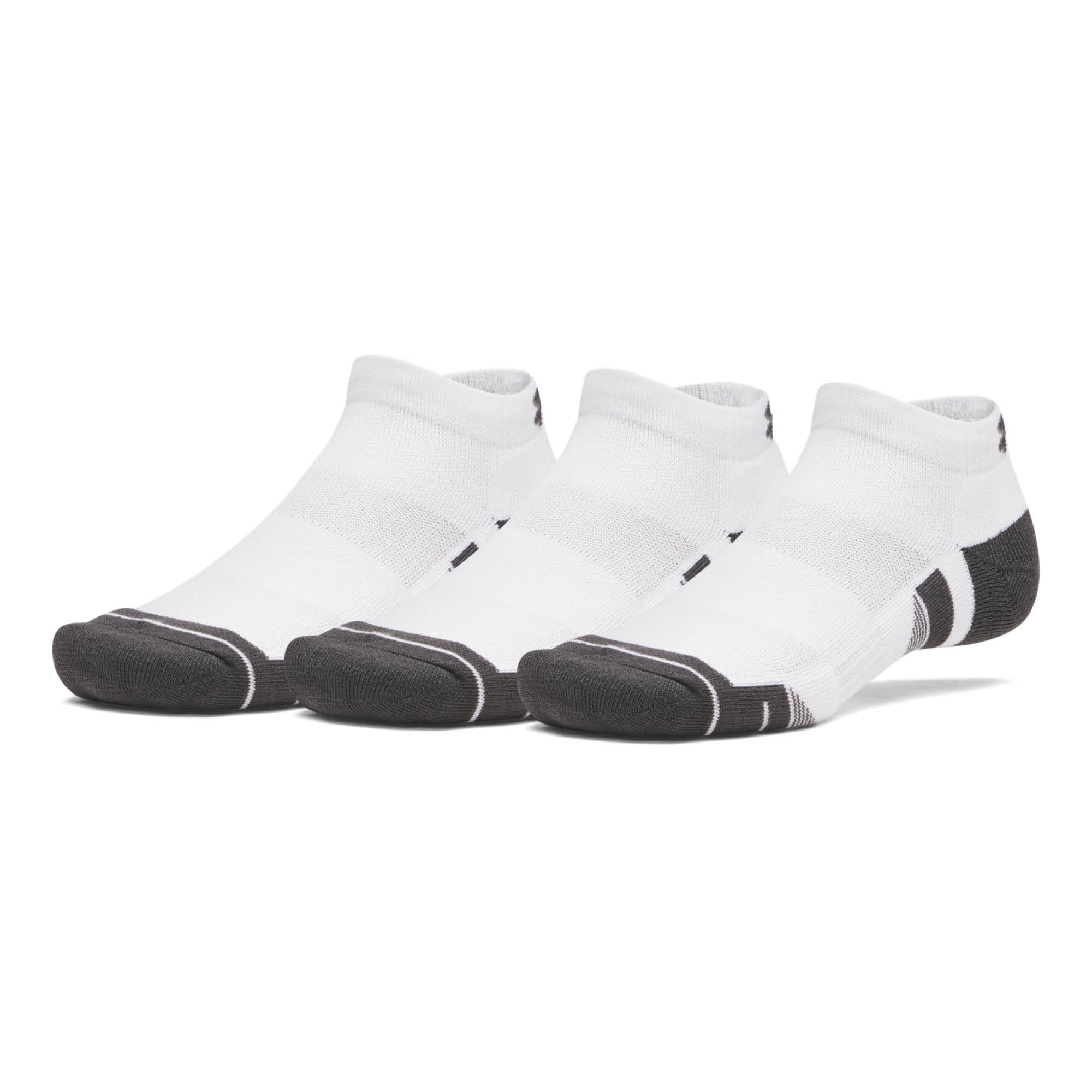 Under Armour Performance Tech Low Cut Golf Socks 3-Pack AW26 - White & Jet Grey - Size 7.5-12
