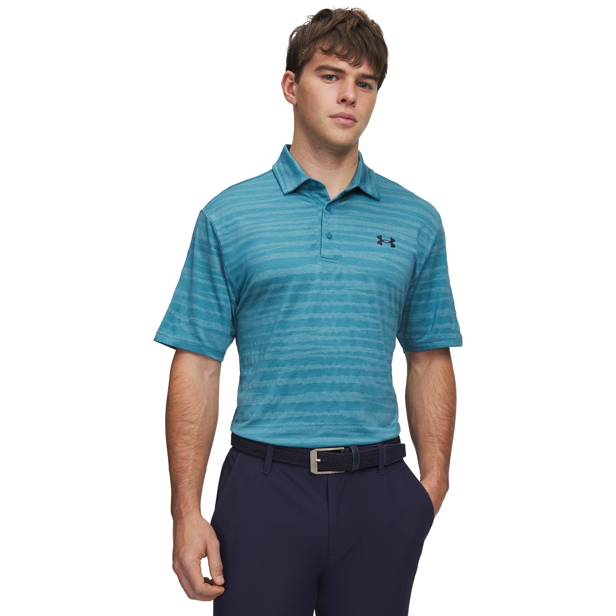 Under Armour Playoff Jacquard Golf Polo Shirt - Boundless Blue & Midnight Navy