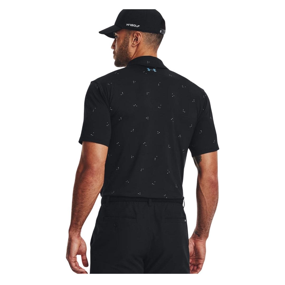 Mens Under Armour Playoff 3.0 Printed Golf Polo Shirt (Black/lime)