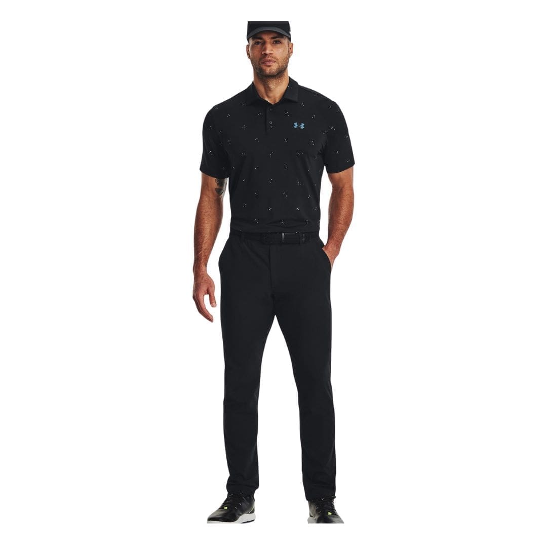 Mens Under Armour Playoff 3.0 Printed Golf Polo Shirt (Black/lime)