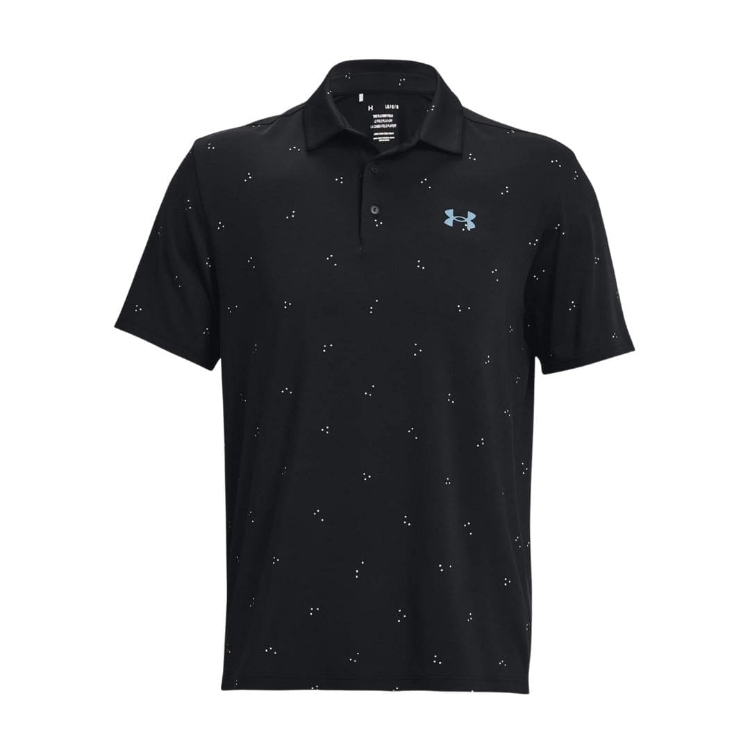 Mens Under Armour Playoff 3.0 Printed Golf Polo Shirt (Black/lime)