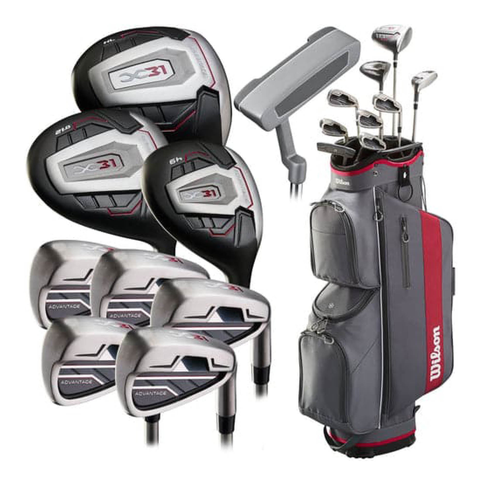 Wilson X31 Advantage 10-Piece Ladies Cart Bag Package Set - Graphite - Right Handed