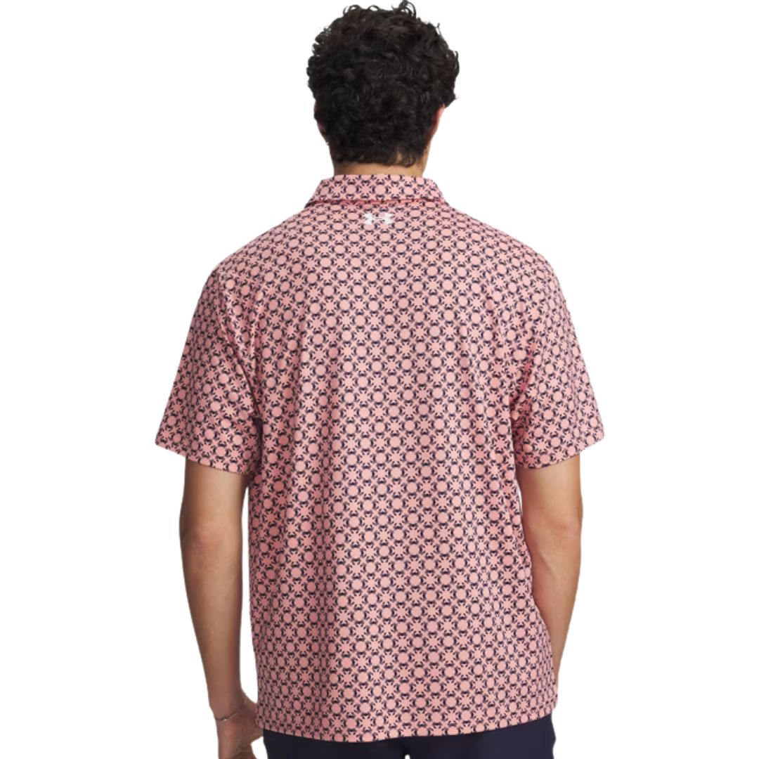 Under Armour Matchplay Printed Polo Shirt - Posh Pink, Midnight Navy Crab & White