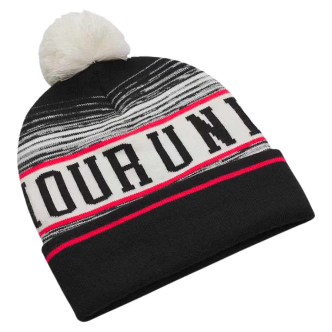 Under Armour Halftime Pom Beanie - Stone, Racer Red & Black