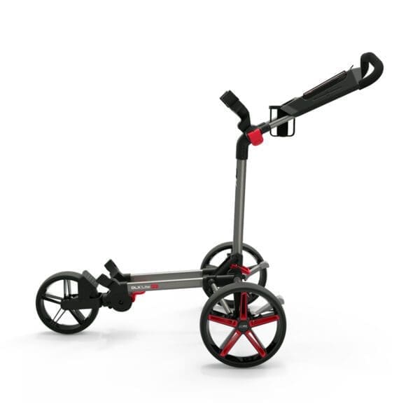 PowaKaddy DLX-Lite FF Push Golf Trolley - Gun Metal & Red