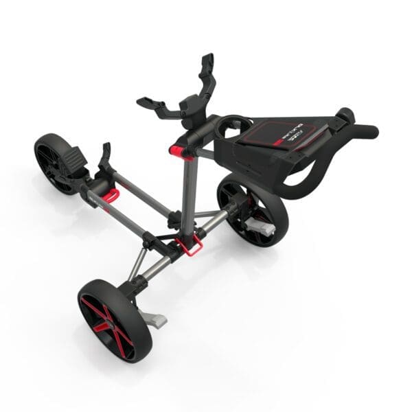 PowaKaddy DLX-Lite FF Push Golf Trolley - Gun Metal & Red