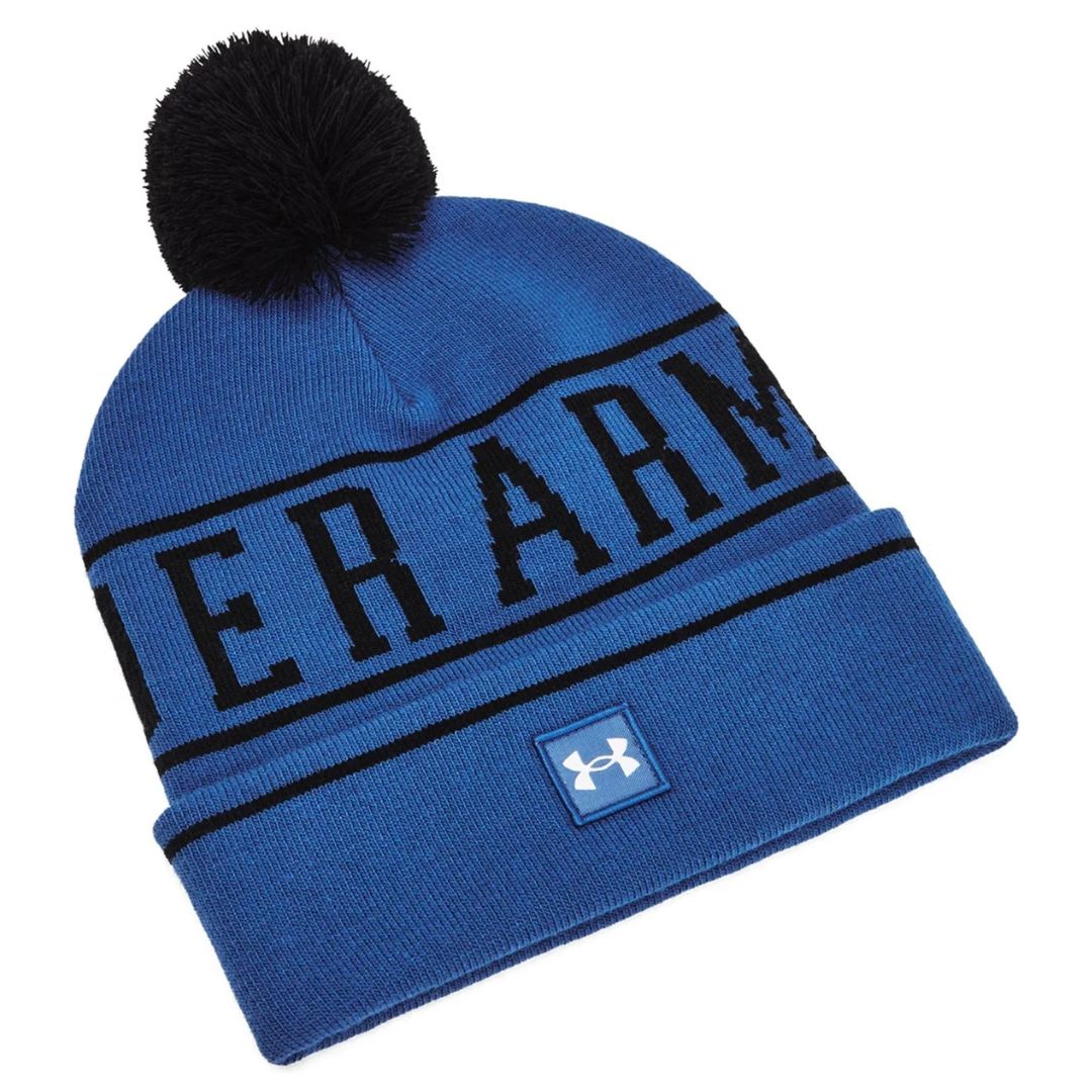 Under Armour Halftime Pom Beanie - Tech Blue, Black & White