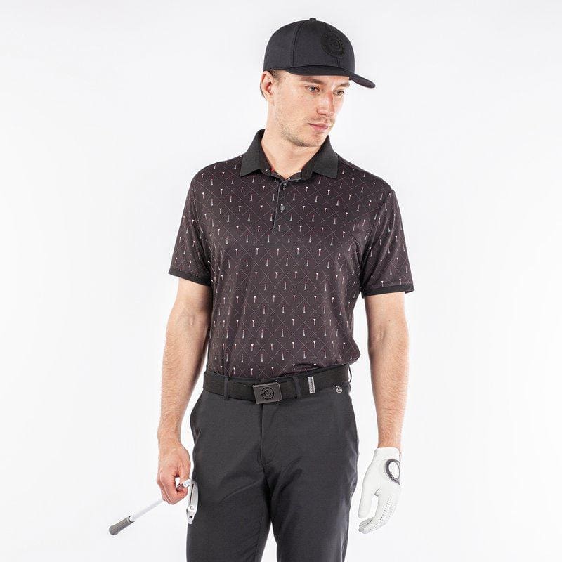 Galvin Green Manolo Short Sleeve Golf Shirt (Black, White & Red)