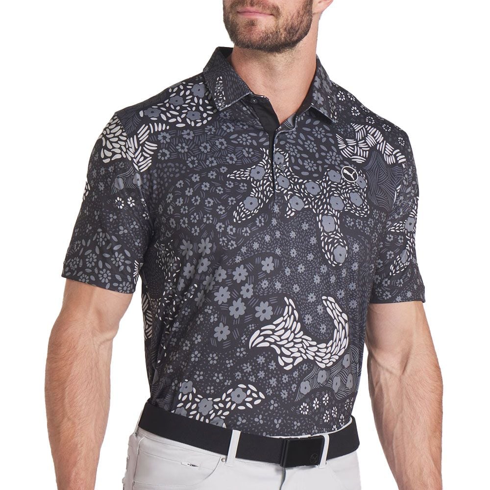 Puma Cloudspun Bloom Camo Polo (Puma Black)