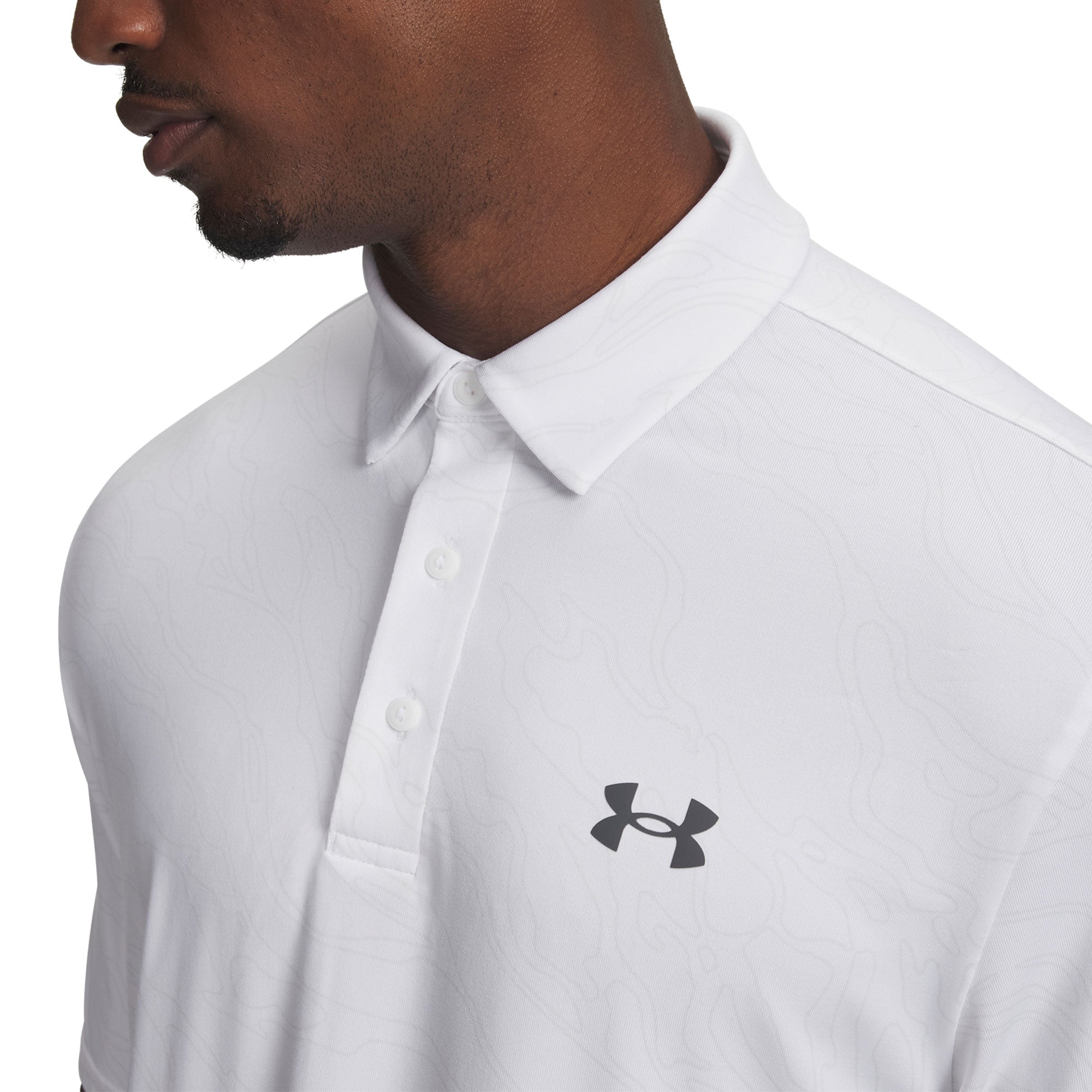 Under Armour Playoff 3.0 Printed Golf Polo - White, Distant Grey & Castlerock