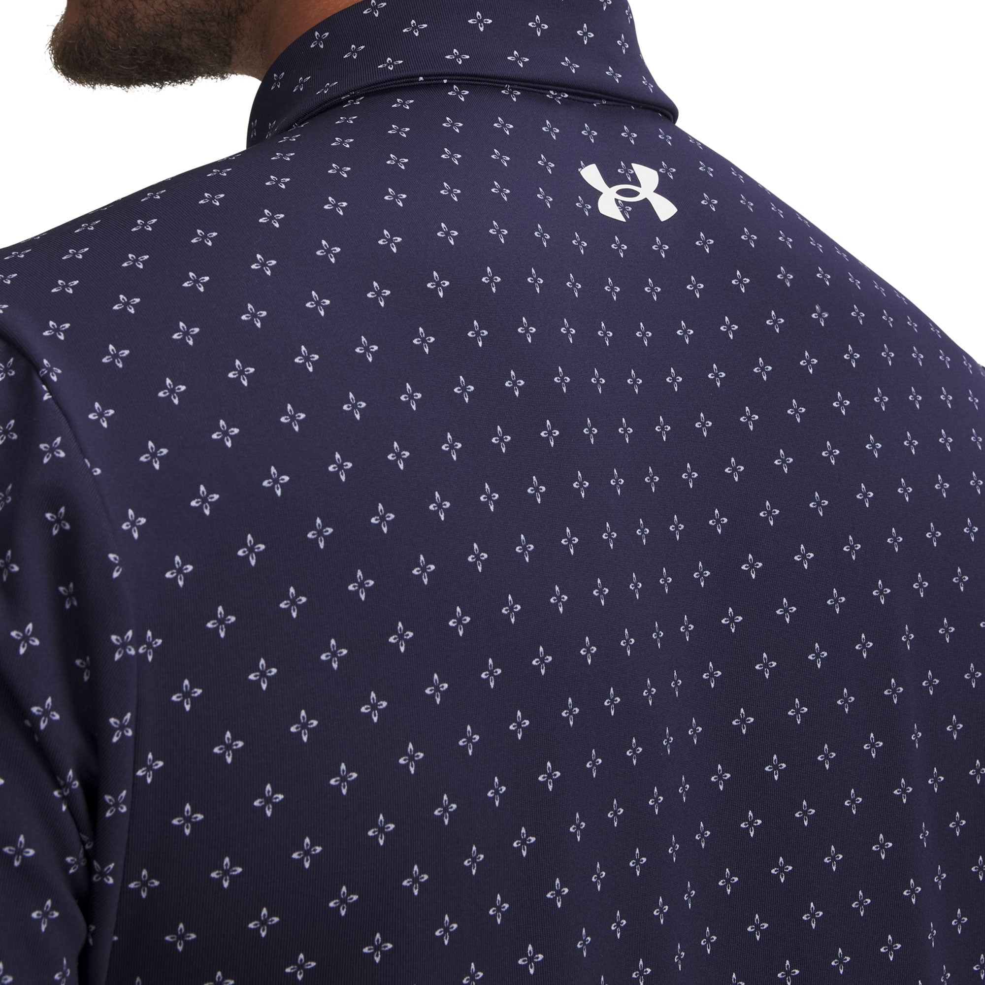 Under Armour Playoff 3.0 Printed Golf Polo Shirt - Midnight Navy, White & White