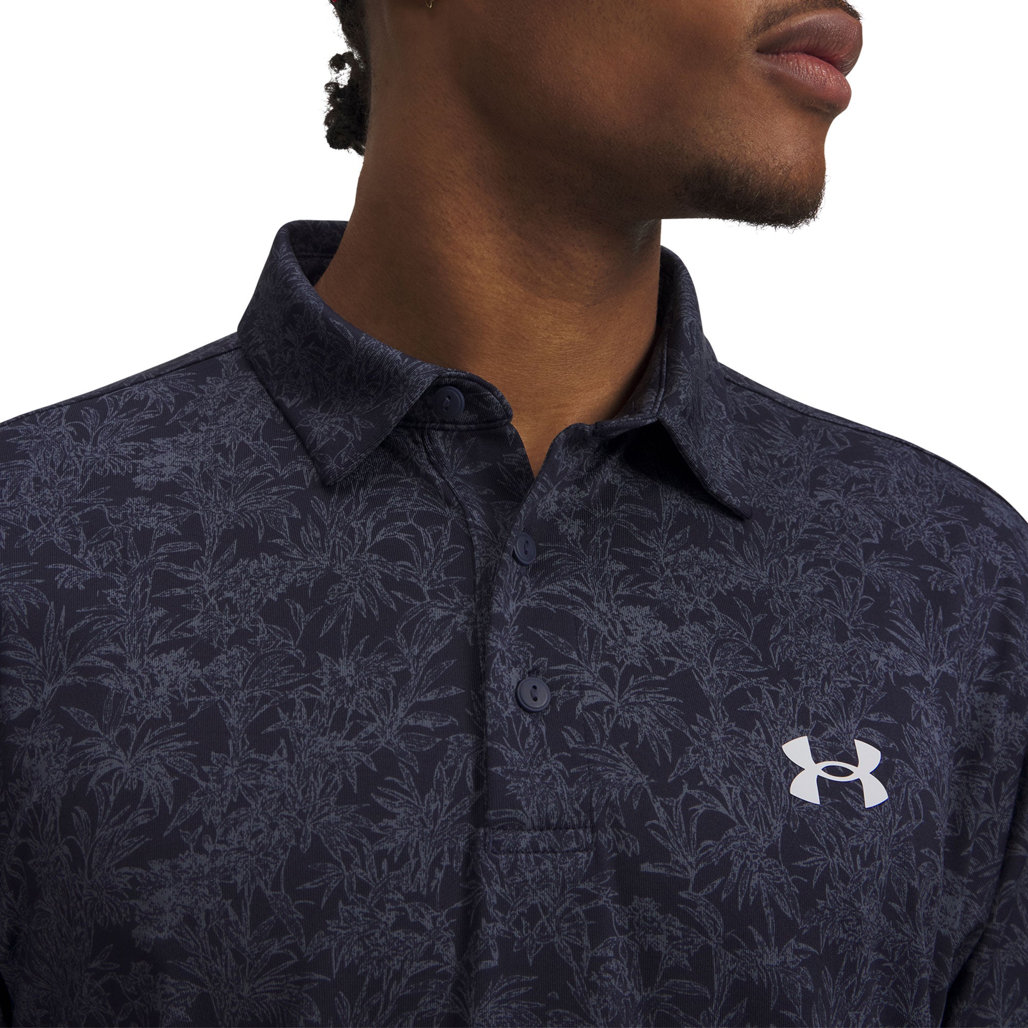 Under Armour Playoff 3.0 Printed Golf Polo - Midnight Navy, Downpour Grey & Halo Grey