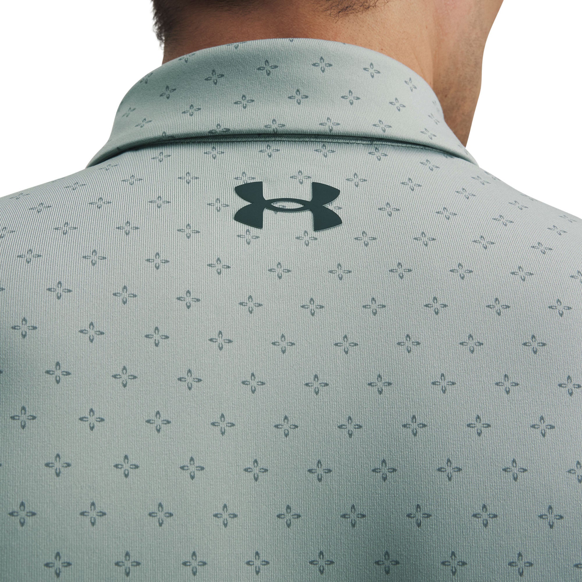 Under Armour Playoff 3.0 Printed Golf Polo Shirt - Clay Green, Titanium & Black
