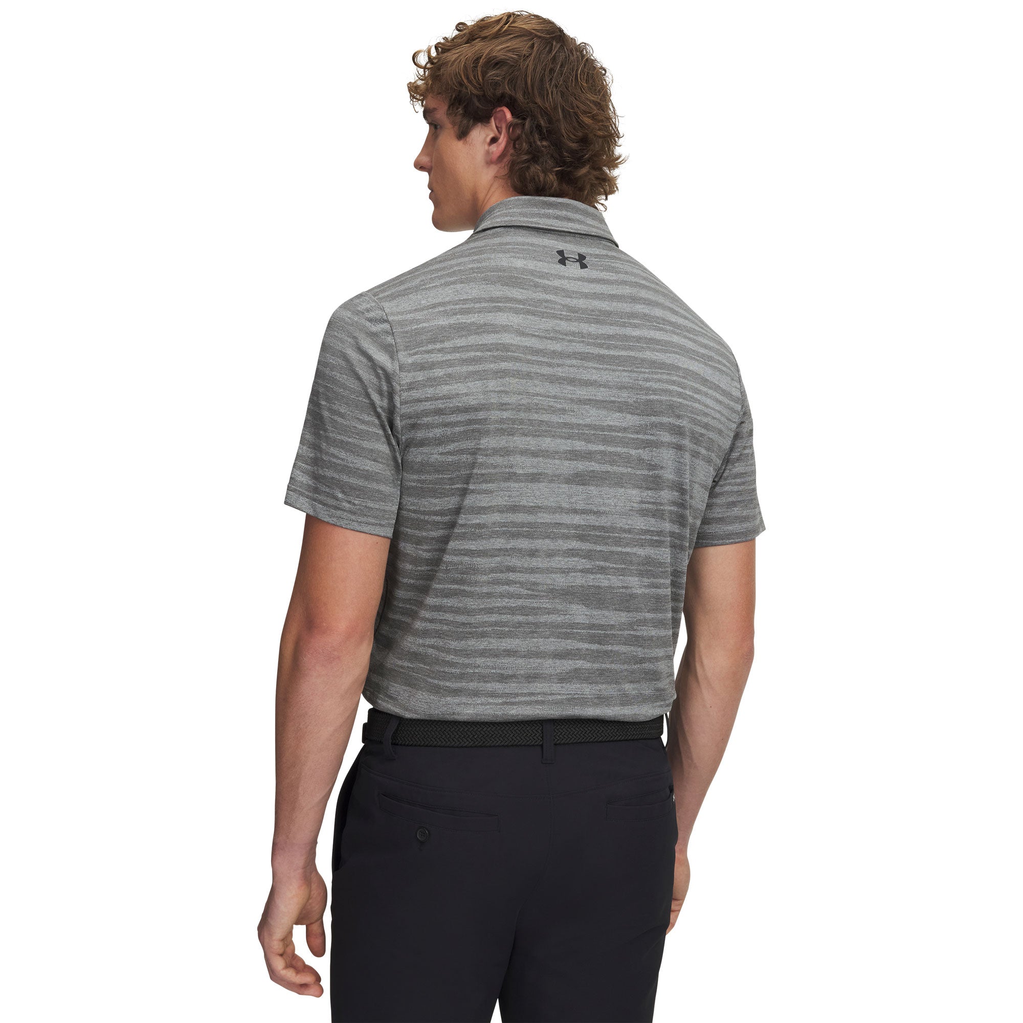 Under Armour Playoff Jacquard Golf Polo Shirt - Clay Green, Titanium & Black