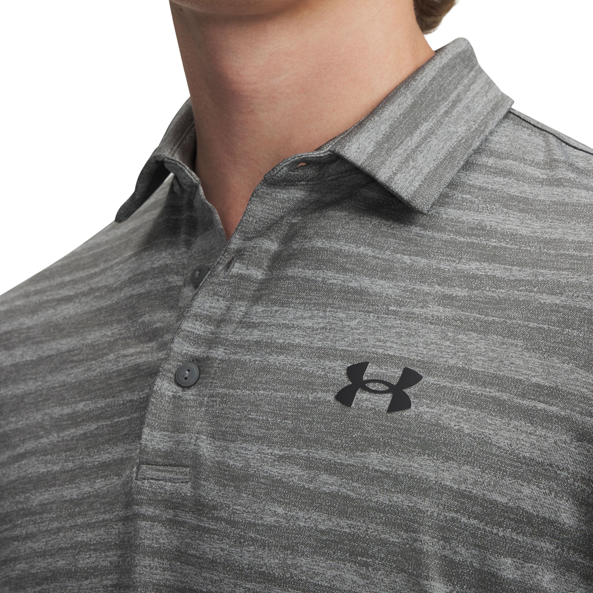 Under Armour Playoff Jacquard Golf Polo Shirt - Clay Green, Titanium & Black