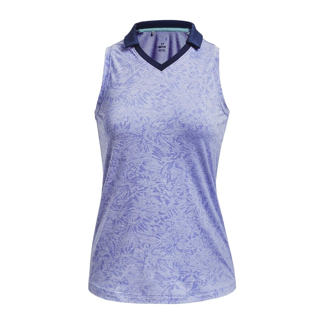 Women's Under Armour Playoff Wild Fields Sleeveless Golf Polo Shirt (Baja Blue)