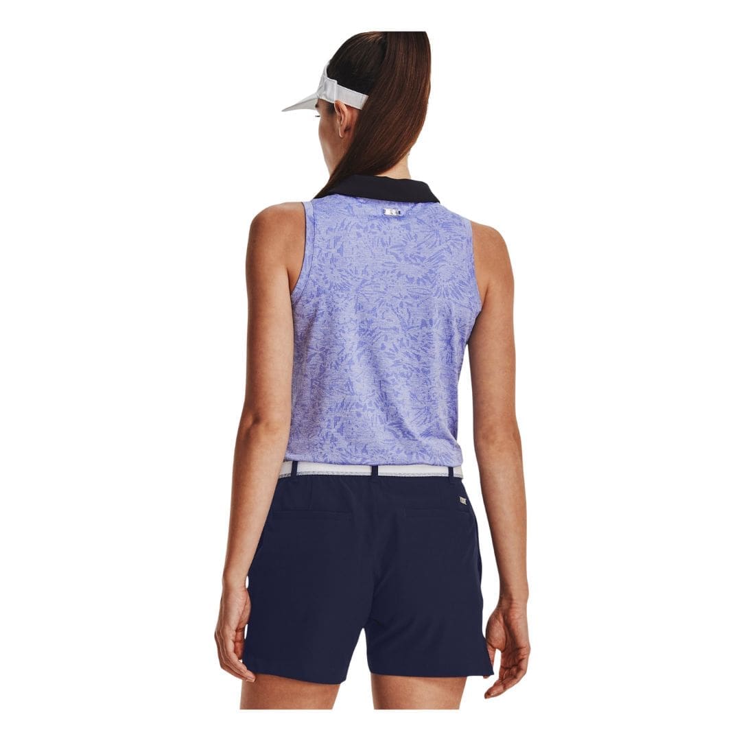 Women's Under Armour Playoff Wild Fields Sleeveless Golf Polo Shirt (Baja Blue)
