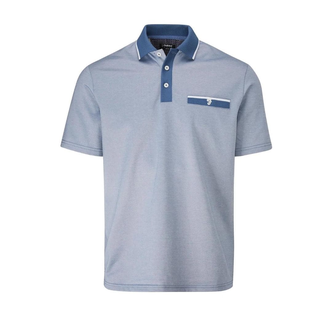 Farah Nelson Golf Polo Shirt (Dusky Blue & Light Blue) - Golf Star ...