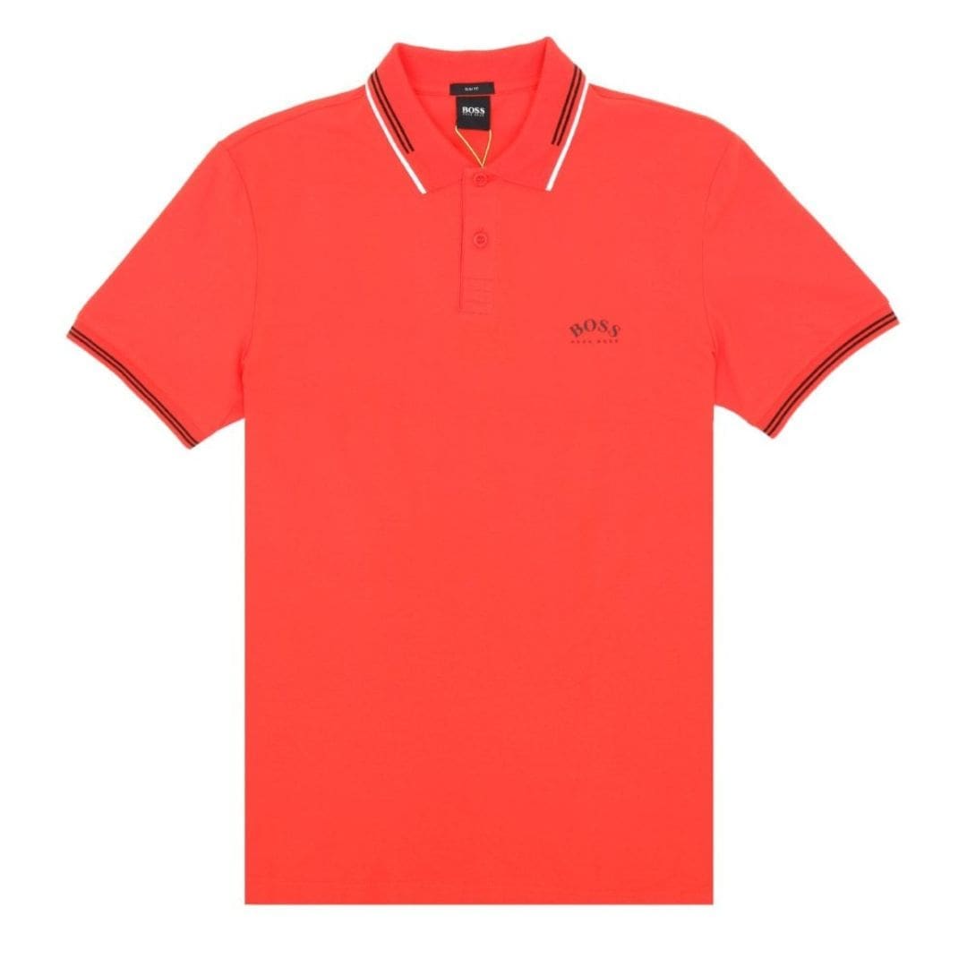Hugo Boss Paul Curved Golf Polo Shirt (Red-Orange) - Golf Star Direct ...