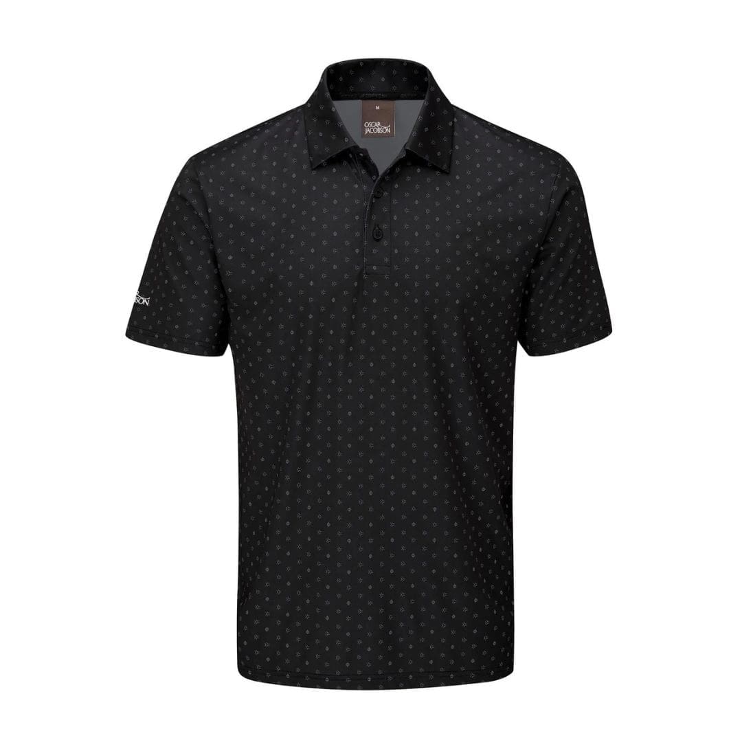 Oscar Jacobson Wellington All Over Print Golf Polo Shirt (Black)