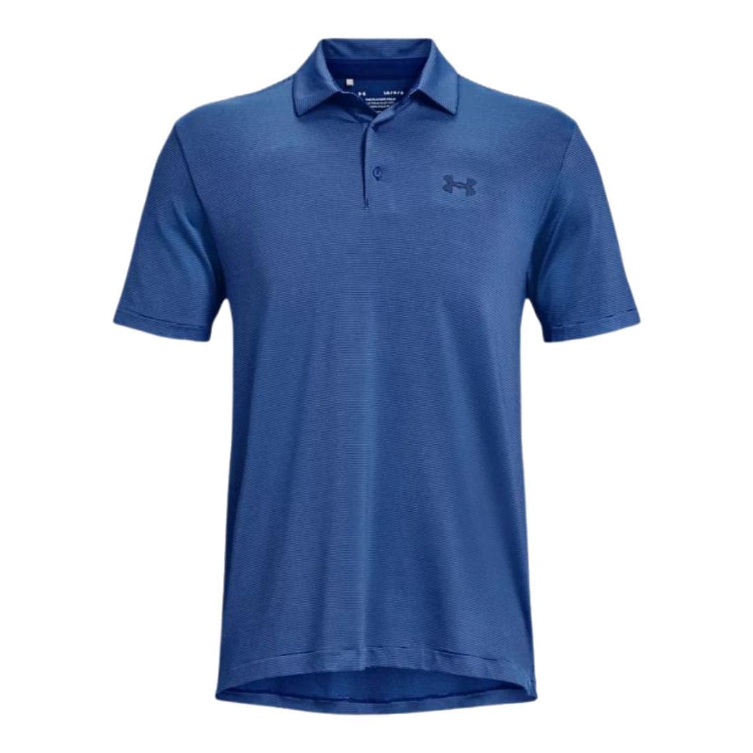 Mens Under Armour Playoff 3.0 Stripe Golf Polo Shirt (Blue Mirage ...